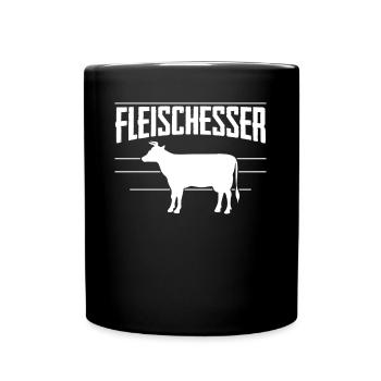 Fleischesser Fleisch Grillen Metzger - Tasse einfarbig - Schwarz - Vorne