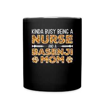 Krankenschwester Hundemutter - Basenji - Tasse einfarbig - Schwarz - Vorne