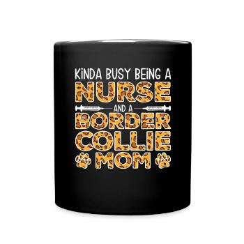 Krankenschwester Hundemutter - Border Collie - Tasse einfarbig - Schwarz - Vorne