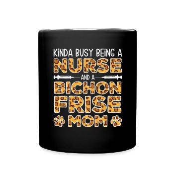 Nurse Dog Mother - Bichon Frise - Full Colour Mug - black - Front
