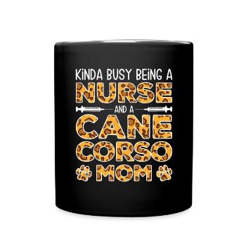 Krankenschwester Hunde Mutter - Cane Corso - Tasse einfarbig - Schwarz - Vorne