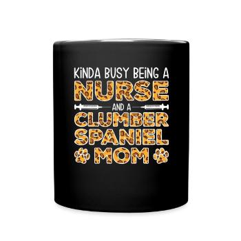 Nurse Dog Mother - Clumber Spaniel - Full Colour Mug - black - Front