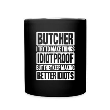 Fleischer Metzger Fleischerei Metzgerei Butcher - Tasse einfarbig - Schwarz - Vorne