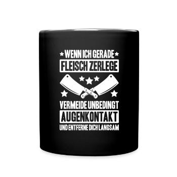Fleischer Metzger Fleischerei Metzgerei Butcher - Tasse einfarbig - Schwarz - Vorne