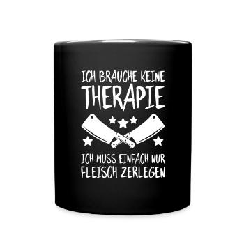 Fleischer Metzger Fleischerei Metzgerei Butcher - Tasse einfarbig - Schwarz - Vorne