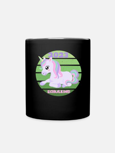 Schulkind 2023 Einhorn Einschulung Erstklässlerin - Tasse einfarbig - Schwarz