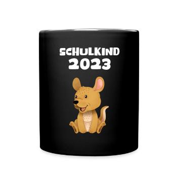 Schulkind 2023 Känguru Einschulung Erstklässler - Tasse einfarbig - Schwarz - Vorne