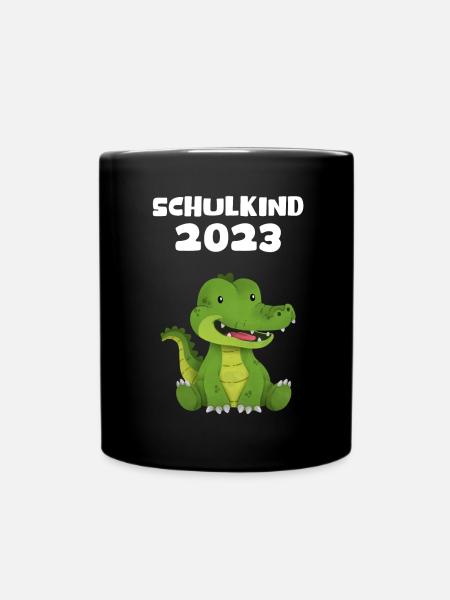 Schulkind 2023 Krokodil Einschulung Erstklässler - Tasse einfarbig - Schwarz