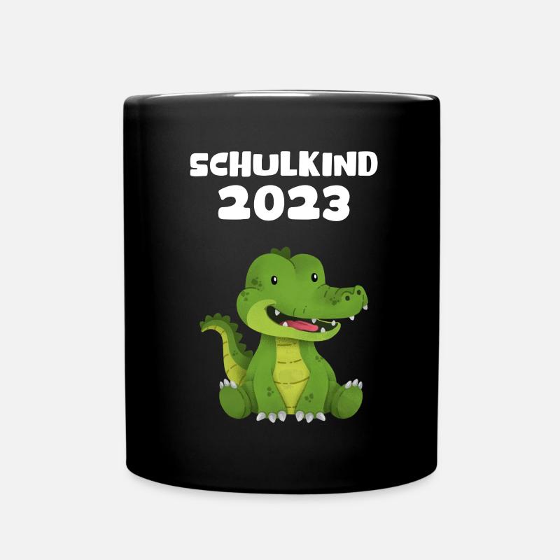 Schulkind 2023 Krokodil Einschulung Erstklässler - Tasse einfarbig - Schwarz