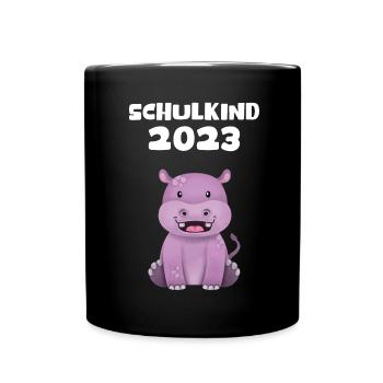 Schulkind 2023 Nilpferd Einschulung Erstklässler - Tasse einfarbig - Schwarz - Vorne