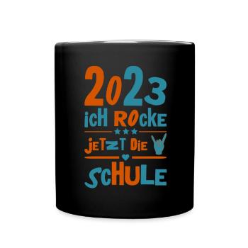 Schulkind 2023 Einschulung Erstklässler Geschenk - Tasse einfarbig - Schwarz - Vorne