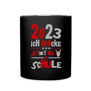 Schulkind 2023 Einschulung Erstklässler Geschenk - Tasse einfarbig - Schwarz - Vorne