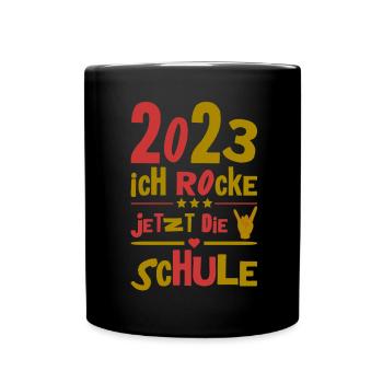 Schulkind 2023 Einschulung Erstklässler Geschenk - Tasse einfarbig - Schwarz - Vorne