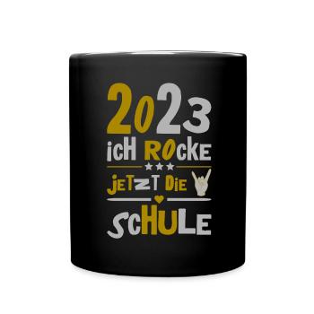 Schulkind 2023 Einschulung Erstklässler Geschenk - Tasse einfarbig - Schwarz - Vorne