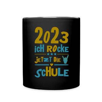 Schulkind 2023 Einschulung Erstklässler Geschenk - Tasse einfarbig - Schwarz - Vorne