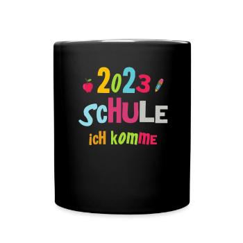 Schulkind 2023 Mädchen Einschulung Erstklässler - Tasse einfarbig - Schwarz - Vorne