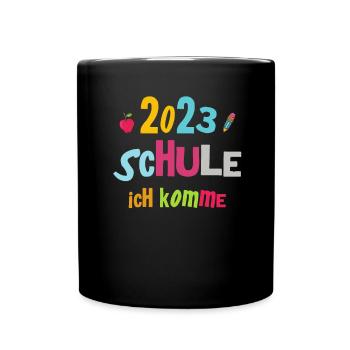Schulkind 2023 Mädchen Einschulung Erstklässler - Tasse einfarbig - Schwarz - Vorne