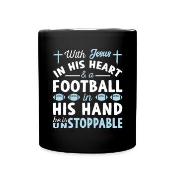Jesus Herz - Amerikaner Fußballspieler - Tasse einfarbig - Schwarz - Vorne