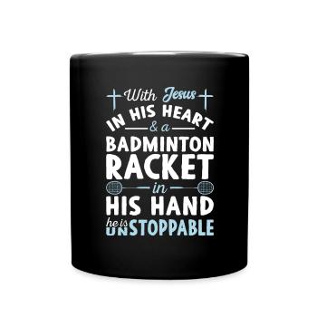 Jésus dans le cœur - Joueur de badminton - Mug uni - noir - Devant