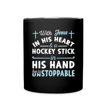 Jesus Im Herzen - Hockeyspieler - Tasse einfarbig - Schwarz - Vorne