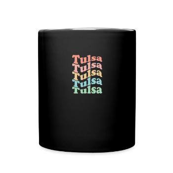 Vintage 70's Hippie USA City - Retro Tulsa - Full Colour Mug - black - Front