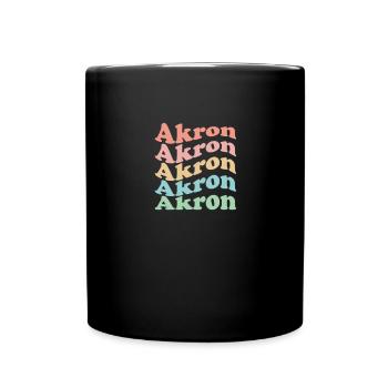 Vintage 70er Hippie USA Stadt - Retro Akron - Tasse einfarbig - Schwarz - Vorne