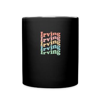 Vintage 70er Hippie USA Stadt - Retro Irving - Tasse einfarbig - Schwarz - Vorne