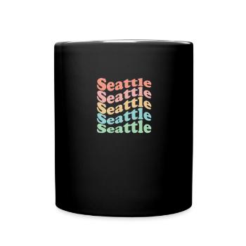 Vintage 70er Hippie USA Stadt - Retro Seattle - Tasse einfarbig - Schwarz - Vorne