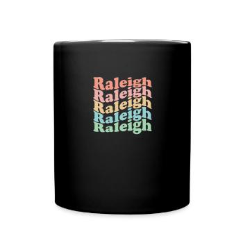Vintage 70er Hippie USA Stadt - Retro Raleigh - Tasse einfarbig - Schwarz - Vorne