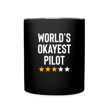 Worlds Okayest Pilot Funny Birthday Christmas Gag - Mug uni - noir - Devant