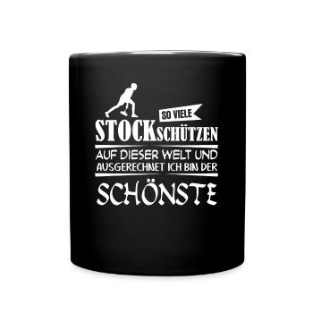 Stockschießen Eisstockschießen Eisstock - Tasse einfarbig - Schwarz - Vorne