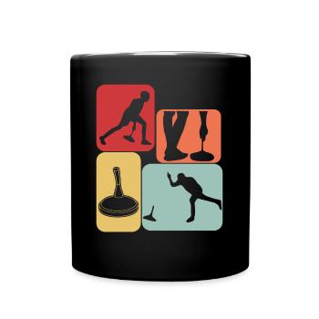 Stockschießen Retro Eisstock - Tasse einfarbig - Schwarz - Vorne