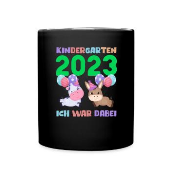 Kindergarten 2023 Süße Tiere Mädchen Jungen Kita - Tasse einfarbig - Schwarz - Vorne