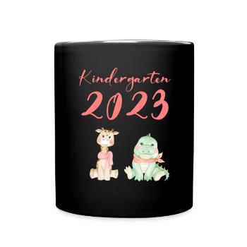 Kindergarten 2023 Süße Tiere Mädchen Jungen Kita - Tasse einfarbig - Schwarz - Vorne