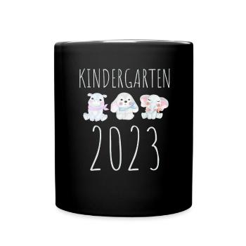 Kindergarten 2023 Süße Tiere Mädchen Jungen Kita - Tasse einfarbig - Schwarz - Vorne