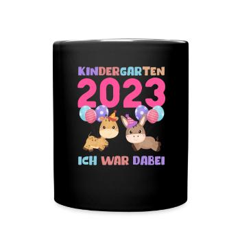 Kindergarten 2023 Süße Tiere Mädchen Jungen Kita - Tasse einfarbig - Schwarz - Vorne