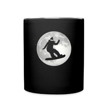 Full Moon - Female Snowboarding - - Full Colour Mug - black - Front