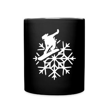 Snowflake - Snowboarding - (3) - Full Colour Mug - black - Front