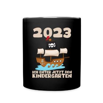 Kindergarten 2023 Pirat Jungen Sohn Geschenk Kita - Tasse einfarbig - Schwarz - Vorne