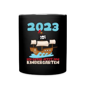 Kindergarten 2023 Pirat Jungen Sohn Geschenk Kita - Tasse einfarbig - Schwarz - Vorne