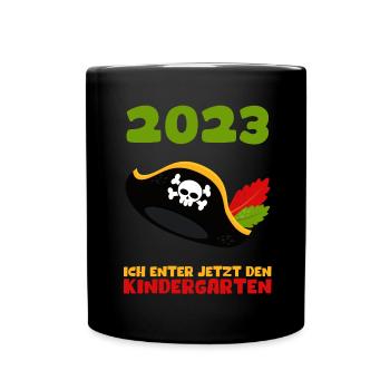 Kindergarten 2023 Pirat Jungen Sohn Geschenk Kita - Tasse einfarbig - Schwarz - Vorne