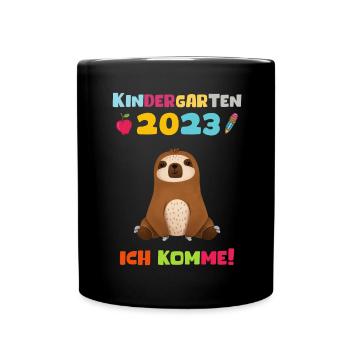 Kindergarten 2023 Ich Komme Mädchen Jungen Kita - Tasse einfarbig - Schwarz - Vorne
