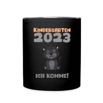 Kindergarten 2023 Ich Komme Mädchen Jungen Kita - Tasse einfarbig - Schwarz - Vorne