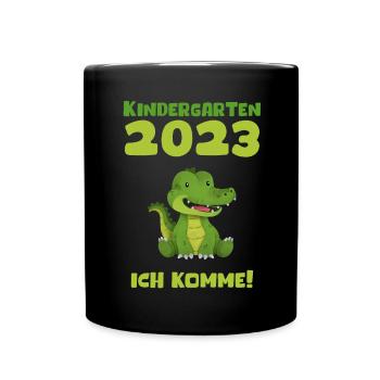 Kindergarten 2023 Ich Komme Mädchen Jungen Kita - Tasse einfarbig - Schwarz - Vorne