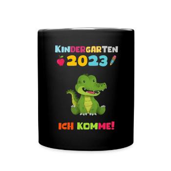 Kindergarten 2023 Ich Komme Mädchen Jungen Kita - Tasse einfarbig - Schwarz - Vorne