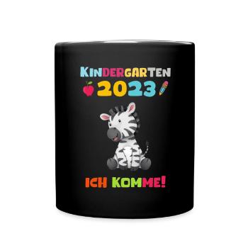 Kindergarten 2023 Ich Komme Mädchen Jungen Kita - Tasse einfarbig - Schwarz - Vorne