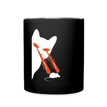 Cat With Laser Eyes - Tasse einfarbig - Schwarz - Vorne