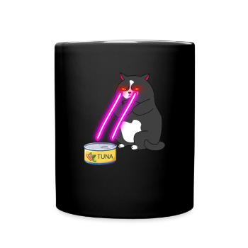 Cat With Laser Eyes - Tasse einfarbig - Schwarz - Vorne