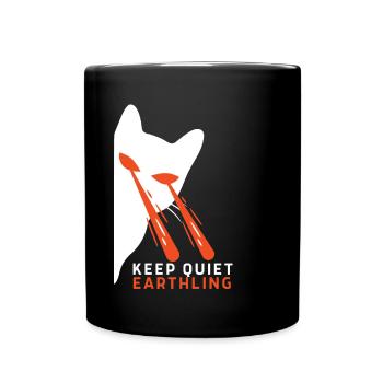 Cat With Laser Eyes - Tasse einfarbig - Schwarz - Vorne