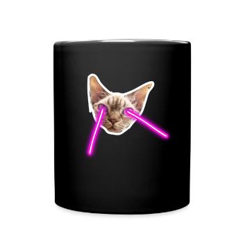 Cat With Laser Eyes - Tasse einfarbig - Schwarz - Vorne